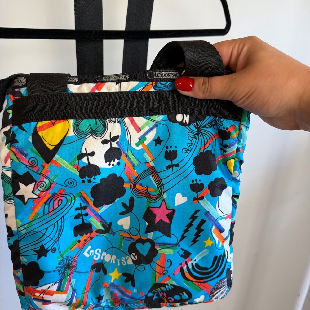 Lesportsac Turquoise Graphic Messenger Bag with Multicolor Accents - Picture 3 of 11